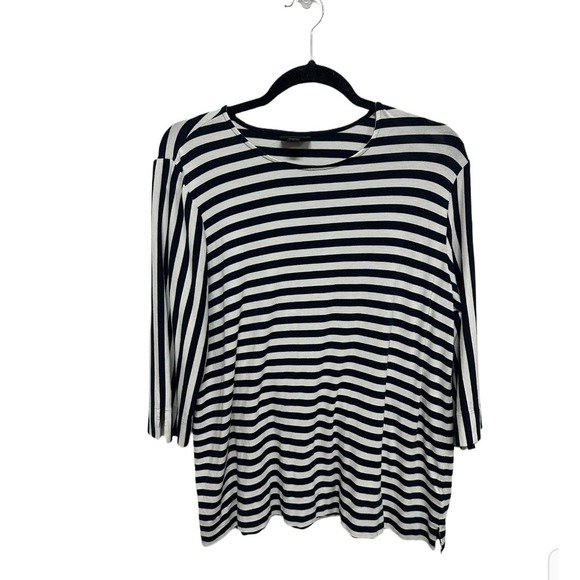 J.Jill Black and White Stripe Long Sleeve Size Large Rayon Material - Picture 1 of 4